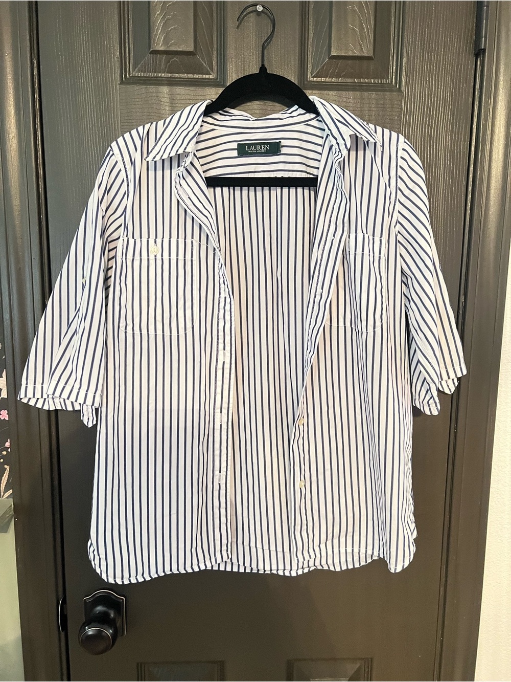 Ralph Lauren White Shirt with Navy Stripes